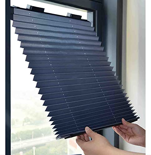 FJAUOQ Sonnenschutz verdunkelungsrollos Mit Saugnäpfen Thermo Dachfenster Rollos Ohne Bohren Plissee Rollos Temporäre Jalousien,46x120cm