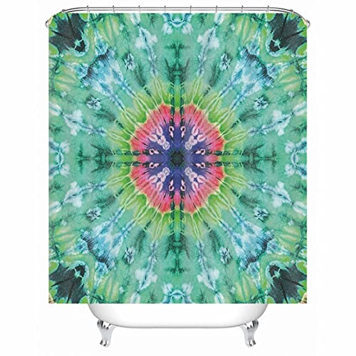 Whoiy Badewannenvorhang Grün, Duschrollo Um Die Ecke 150X200cm Polyester Badegardinen Blume Kreuzen für Badezimmer