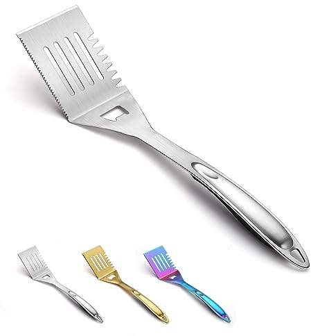 Evanda BBQ Spatula, Stainless Steel Pancake Turner, Handle Heat Resistant and No Melt, Great for Outdoor BBQ, Teppanyaki, Camping