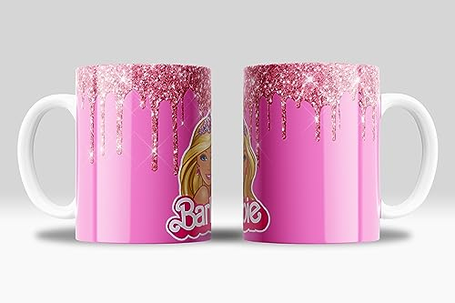 newseny Taza Barbiee Rosa efecto brillnte - Regalo para niña princesa y fan de Barbi | Merch Barbiie - Cerámica 355ml (Princesa Barbiee)