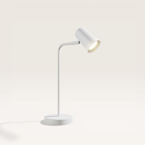 HOFTRONIC Riga LED Tischleuchte - 350° Schwenkbar und 90° Drehbar - 4000K Neutralweiß - 1,5e Meter Kabel mit Schnurdimmer - GU10-Fassung - Nachttischlampe Weiß - Dimmbar - Schreibtischleuchte
