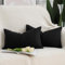 Madizz 2er Set Faux Leinen Kissenbezügen Weich Dekorative Kissenabdeckung für Sofa Schlafzimmer Kissenhülle Schwarz 30x50 cm Rechteckig