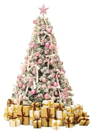 SciAza Weihnachtsbaum mit Beleuchtung Künstlicher Weihnachtsbaum, schneebepflanzter Weihnachtsbaum(Size:2.1m)