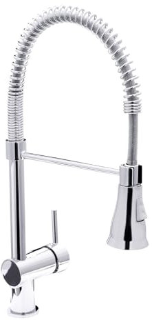 'aquaSu® Küchenarmatur mit Federbrause Fresh, Kosten-sparende Kaltwassermittelstellung, Wasserspar-Kartusche, Keramikkartusche, Schaftbefestigung, Messingkern, chrom, 796033