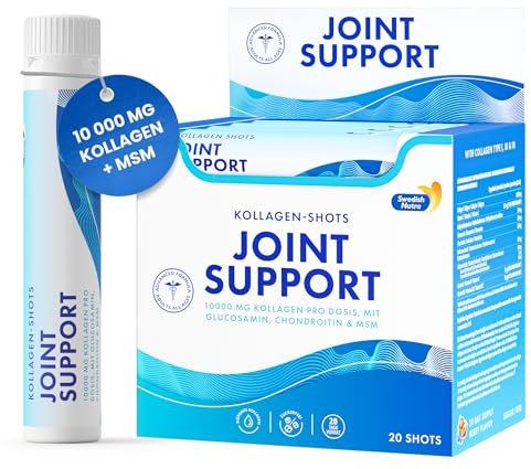 Fiale per le Articolazioni I Collagene Idrolizzato Puro (Tipo I, II e III) I Glucosamina, MSM, Condroitina, Curcuma I Vitamina C, B12, D I Senza Zucchero - 20 colpi per confezione