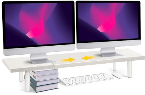 Across-Star Dual-Monitor-Standerhöhung für den Schreibtisch, verstellbare Länge 81,3 - 101,6 cm, große Desktop-Computer-Monitorerhöhung für 2 Bildschirme, Schreibtischregal, Organizer, Ständer für