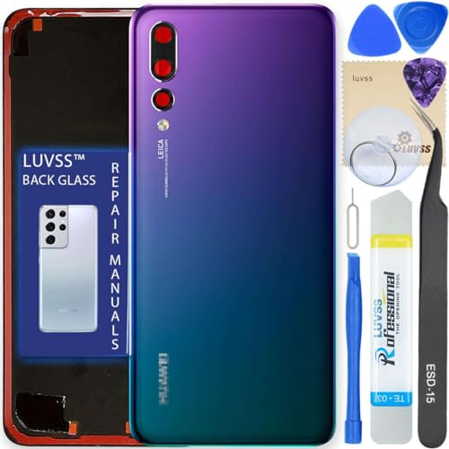 LUVSS Akkudeckel Kompatibel für Huawei P20 Pro Rückseite Glas Deckel Backcover Ersatz Reparatur Set (Aurora)