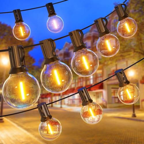 GPATIO Led Lichterkette Außen Strom Outdoor - 45M 150FT 75+2 G40 Glühbirnen Garten Beleuchtung Balkon Lichterketten Aussen IP45 Wasserdicht Pavillon String Lights für Garten Terrasse Party
