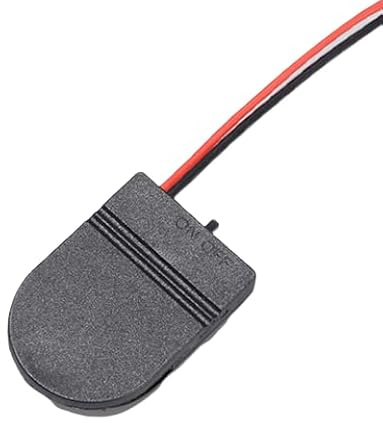 CR2032 Battery Holder Case 3V Button Coin Cell Box with On-Off Switch Wire Leads (Black)