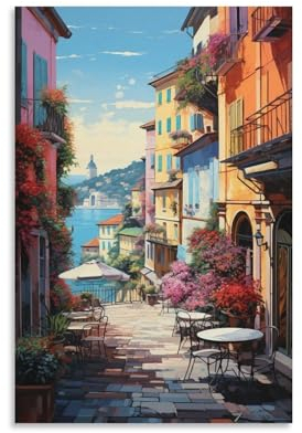 FOCCAR Leinwand-Wanddekoration, wunderschöne Hostels, warmes Meerblick-Poster, Wandkunst für Wohnzimmer, Schlafzimmer, Kunstwerk