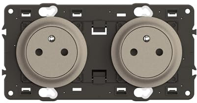 LEGRAND - Prise Electrique Double avec Terre Céliane Surface Confort - Prise Affleurante avec Socle Rétractable - Titanium - A compléter avec une plaque