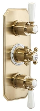 Milano Elizabeth Traditional 3 Outlet Concealed Diverter Thermostatic Mixer Shower Valve - Brass