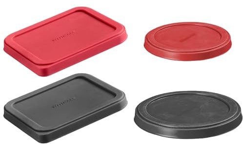 Westmark 4 Frischhaltedeckel aus Silikon – Set 2x rund (ø 8 und 10 cm) und 2x eckig (10,8 x 8,5 cm), wiederverwendbar, BPA-frei