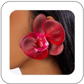 Inilbran Boho Exaggerate Red Flower Stud Earrings Vintage Butterfly Orchid Earrings Red Phalaenopsis Flower Earrings Bridal Floral Petal Flower Earrings Jewelry for Women