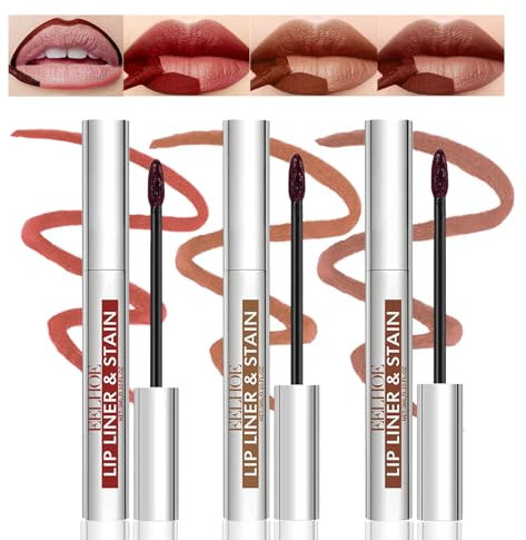 3PCS Peel Off Lip Liner Stain, Lip Stain Peel Off Matte Brown Lip Liner, Langanhaltender Abziehbarer Lippenfleck, Lip Liner Tattoo Highly Pigmented Lip Tint Stain