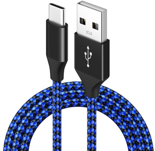 iPhone & Samsung Charger Cable - USB Syncing Data - Nylon Braided - 1m Long -Compatible with iPhone & Samsung Charging Cable - 20W Plug PD Fast Charger (USB to USB C Cable, Blue)