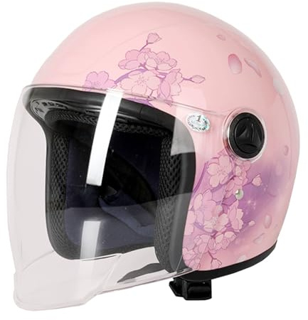 JATIBOSH Roller-Helm für Frauen und Herren Im Edlen Vintage-Look, Qualität Nach ECE-Norm, Jet-Helm mit Sonnen-Visier