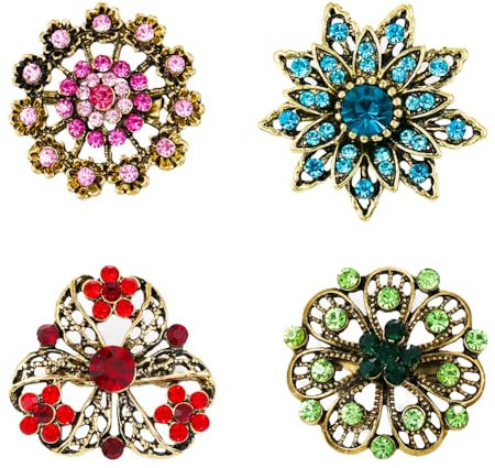 SSyang 4 Stück Damen Anstecknadeln, Brosche Strass Schal, Kleidung Frauen Brosche, Geeignet für Frauen Schals, Jacken, Kleider, Party Geschenke, Schmuck Zubehör Geschenke (Bunt)