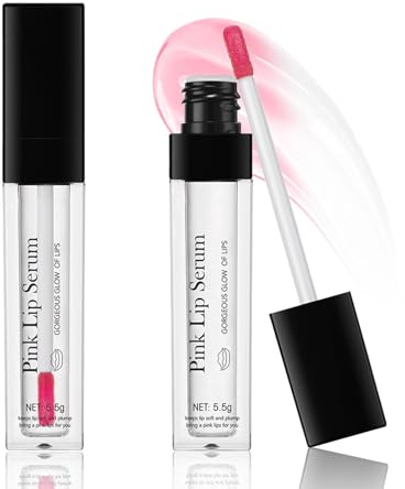 Pink Lip Serum Plumper, Pink Lip Plumper, Color Changing Lip Gloss, Lip Stain Gorgeous Glow, Pink Lip Plumping Color Changing Lip Oil, Hydrating Lip Stain, 2Pcs