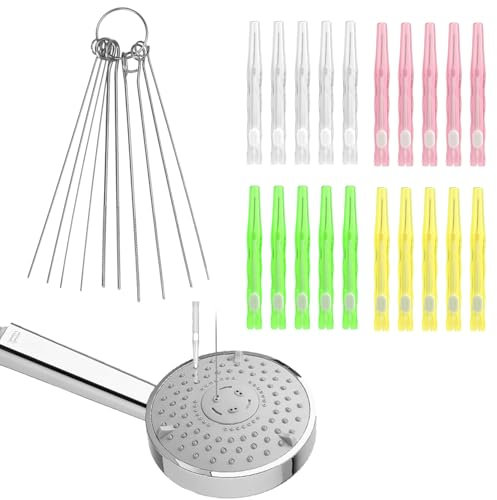 BOXOB 30uds Cepillo Limpieza Cabezal de Ducha Set, Cepillos Limpieza Cabezal Ducha y Púas de Varios Tamaños Antiobstrucción para Baño Orificios Pequeños Ranuras Boquillas Diminutas