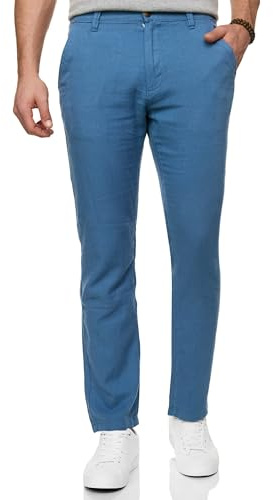 Indicode Herren INGuy Stoffhose Leinenhose aus Leinen und Baumwollmischung | Leichte Herrenhose aus Leinen und Baumwolle mit bequemer Passform, Herrenhose, Chinohose, Freizeithose, Sommerhose für Männer