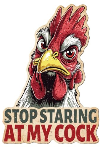 WADORN Lustiges Blechschild Aus Metall Mit Huhn, 26.5x38cm Hahn 'Hör Auf Meinen Schwanz Anzustarren' Vintage Metallschild Rustikales Landhaus Hühner Hahn Poster Plakette Für Freien Tor Zaun Hof