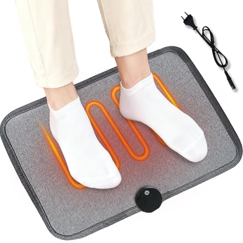 YANGUN Beheizbare Fußmatte, 50 * 35cm Beheizte Bodenmatte für Fuß mit Fußschalter, 8 Heizstufen, Fußmatte Beheizbar, Heizmatte Füße für Büro und Zuhause