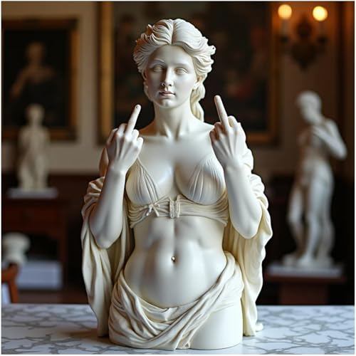 Macamolly Venus des Mittelfingers Skulptur, Venus mit Attitüde – Das Original-Symbol für, Sprich mit meiner Hand, Skulptur Einer griechischen Göttin in Einer Geste, 20cm