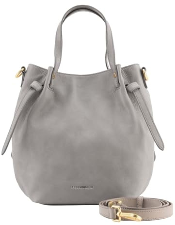 FREDsBRUDER Leder Handtasche Umhängetasche Just Easy Little Basket Light Grey hellgrau