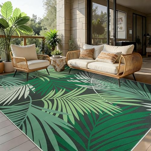 Cekene Groß In & Outdoor Teppich Wetterfest 200x300cm Grün Outdoor Teppich für Garten Waschbare Teppiche Wohnzimmer rutschfest Sisal Teppich für Schlafzimmer Esszimmer Terrasse Hinterhof