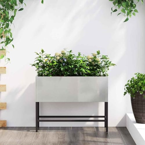 Hochbeet Gartenpflanzer Silber, 60x26x45 cm Edelstahl Pflanzkasten für Außenbereiche, UV-beständig, einfache Montage, langlebig