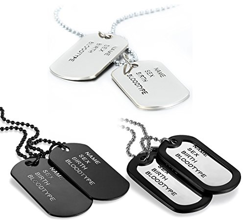 JewelryWe Dog Tag Halskette Herren: 3pcs 2 Militärischen Erkennungsmarken Armee Stil Hundemarke Anhänger mit 70cm Kette Militär Schmuck Geschenk für Männer Soldaten