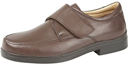 Roamers Mens Leather XXX Extra Very Wide Fit Lightweight Strap Shoes Brown 14