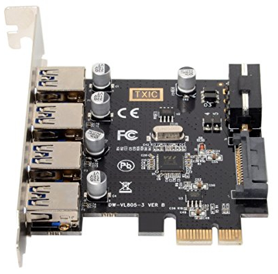 cablecc U3-038 4 Puertos PCI-E a USB 3.0 HUB PCI Express Adaptador de Tarjeta de expansión 5Gbps para Placa Base
