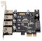 cablecc U3-038 4 Puertos PCI-E a USB 3.0 HUB PCI Express Adaptador de Tarjeta de expansión 5Gbps para Placa Base