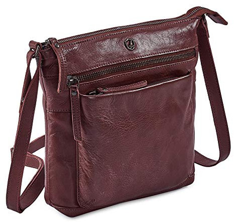 Cochoa Frauen Damen Vintage Echtes Leder Kleine Umhängetasche Ledertasche Handtasche (Burgundy, 9 x 9 x 1,5 )