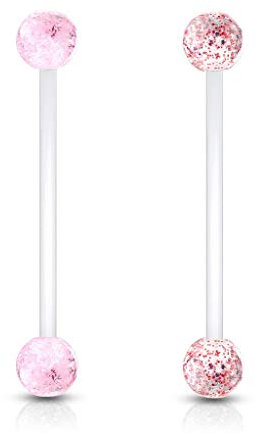Lot 2 Piercings Nombril Grossesse GRAZIA Paillettes Bébé Maternité Longue Barre Acrylique Retainer Bioflex LOVEPIERCING