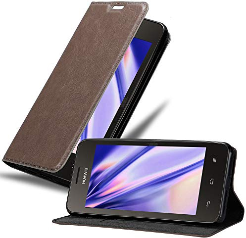 Cadorabo Hülle kompatibel mit Huawei Y3 / Y3C / Y330 / Y331 / Y360 aus Kunst Leder Flip Klappbare Magnetische [Kartenfächern] Cover Hülle für Huawei Y3 / Y3C / Y330 / Y331 / Y360 Tasche in Braun