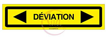AUA SIGNALETIQUE Panneau de Chantier KD DÉVIATION AKILUX 5mm - Format 800 x 200 mm (Panneau Deviation Gauche Droite)