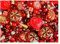 35 g Glasperlen-Mix, Mischung aus Tschechischen Gepressten in verschiedenen Formen und Größenund Glascabochons, Böhmisches Glas, Fiery Sunset