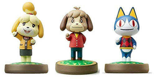 Brand Max - Juego de 3 figuras de juego Digby Rover Isabelle Winter Animal Crossing Series para Nintendo Switch Lite WiiU 3DS