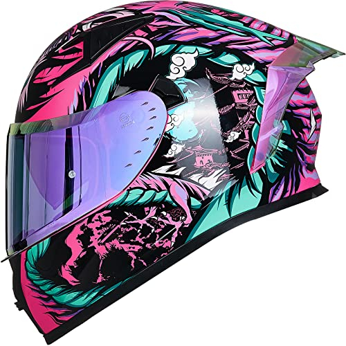 ILM Motorradhelm Integralhelm Herren Damen-Motorcycle Helmet mit 2 Visieren Pinlock-kompatiblen klaren und getönten-Street Bike Motocross Casco DOT&ECE Modell Z501, Legend Pink, S