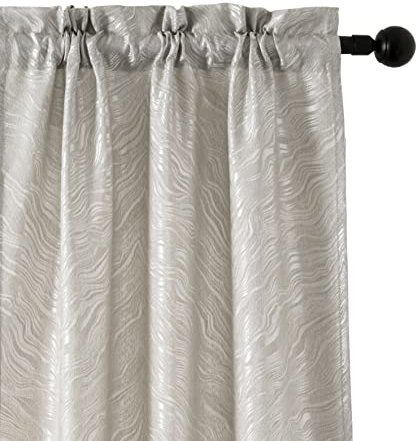 Girasole paire de rideaux occultants fantaisie ondulée, effet métallisé, pour salon, chambre, bureau, balcon, porte, fenêtre, 2 panneaux avec passe-tringle (gris, 70 x 240 cm)