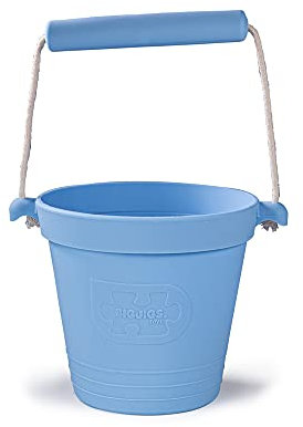 Bigjigs Toys Adventure Bodet Pliable (Bleu Poudre) - Seau de Silicone pour Sable, Jouets de Vacances pour Les Tout-Petits, Sable de qualité et Jouets à Eau