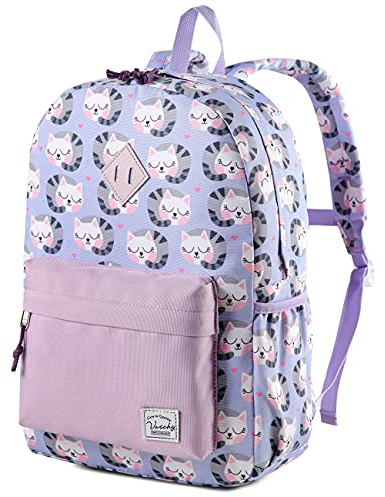 VASCHY Kinderrucksack Mädchen, Niedlich Wasserdicht Vorschule Kinder Rucksack Kindergarten Kleinkind Schulranzen mit Brustgurt Kätzchen