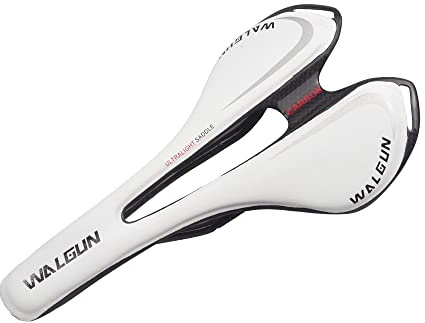 WALGUN WG998 bequemer Karbon-Fahrradsattel für Herren und Damen, Rennrad, Mountainbike, Carbon-Fahrradsitz mit ovaler Schiene 7 x 9, leichte Fahrrad-Karbon-Sättel, 143 mm (weiß)