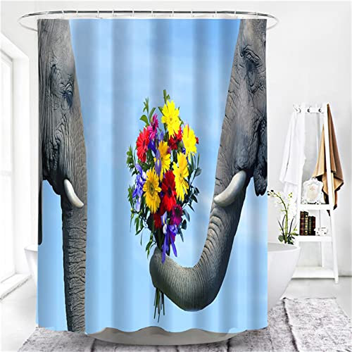 YANZHANG Mazzo Di Elefante 3D Tenda doccia Impermeabile tenda doccia antimuffa tenda doccia 200x240 con Ganci tenda bagno