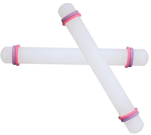 4PCS Rolling Pin for Baking, Rolling Pin with Thickness Rings Nonstick Rolling Pin for Fondant, Pastry, Pizza, Cookie, Pie Crust