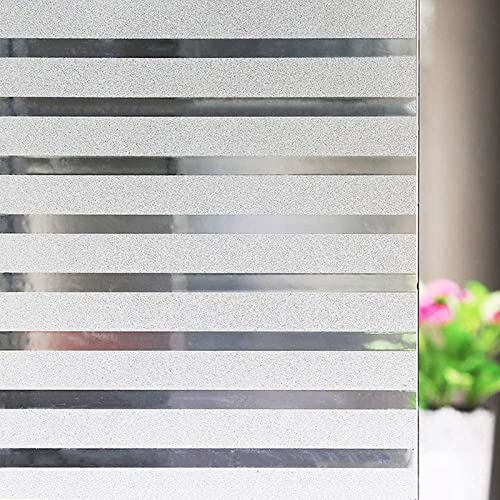 ForenTex Vinilo para Ventanas 90CM X 200CM – Lámina Translúcida sin Adhesivo, Opaca con Rayas Decorativas, Protección de Privacidad para Baño, Ducha, Oficina y Cocina