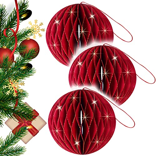 weihnachtliche Schmuck Dekoration (Kugel 3er Set, Rot)